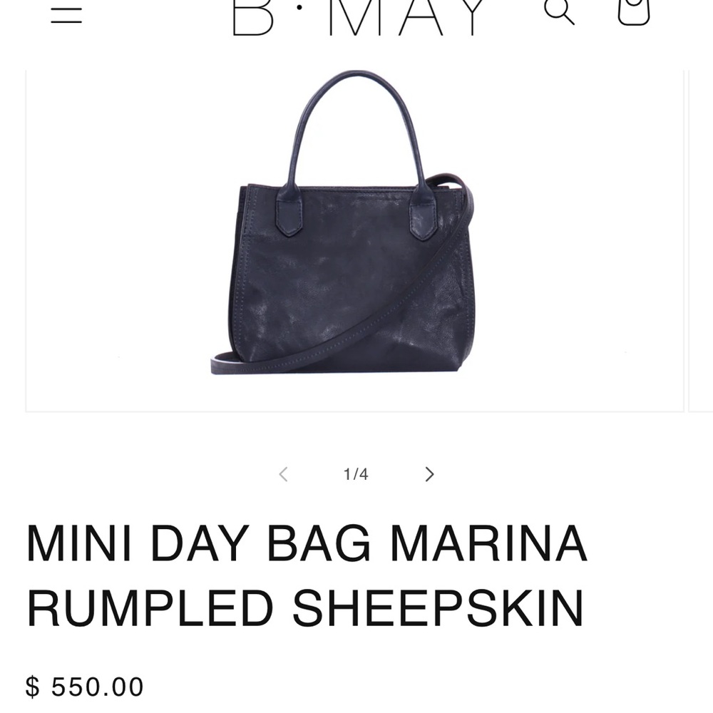 B May Luxury Designer Blue Leather Tote Bag with Suede lining EUC Comp $550 - Picture 6 of 6